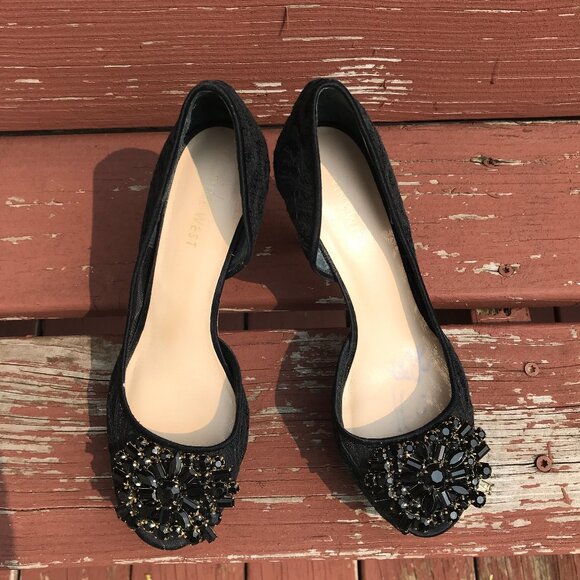 Gothic Lolita Victorian Lace & Rhinestones Stiletto Shoes US 6 - Picture 2 of 8